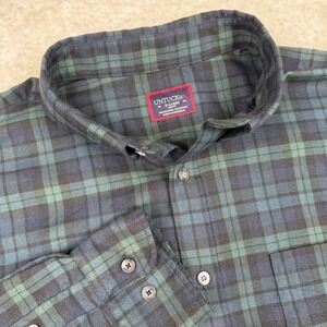 UNTUCKit Vittorio Flannel Shirt Men XL Green Navy Plaid Slim Fit Button Down